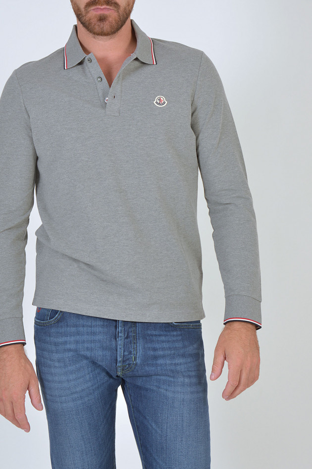 Moncler Poloshirt aus Baumwollpiqué in Hellgrau