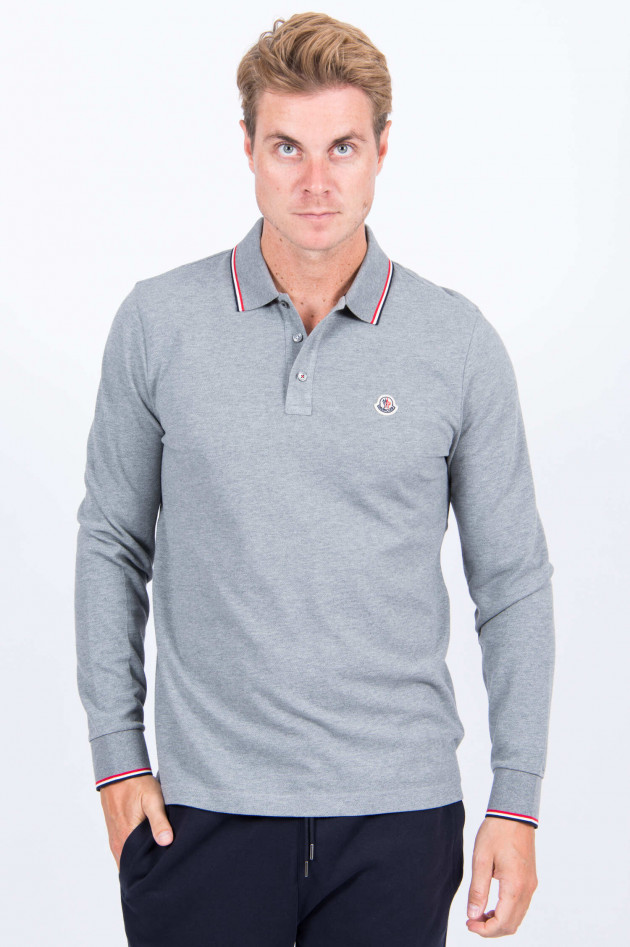 Moncler Langarm-Poloshirt in Grau