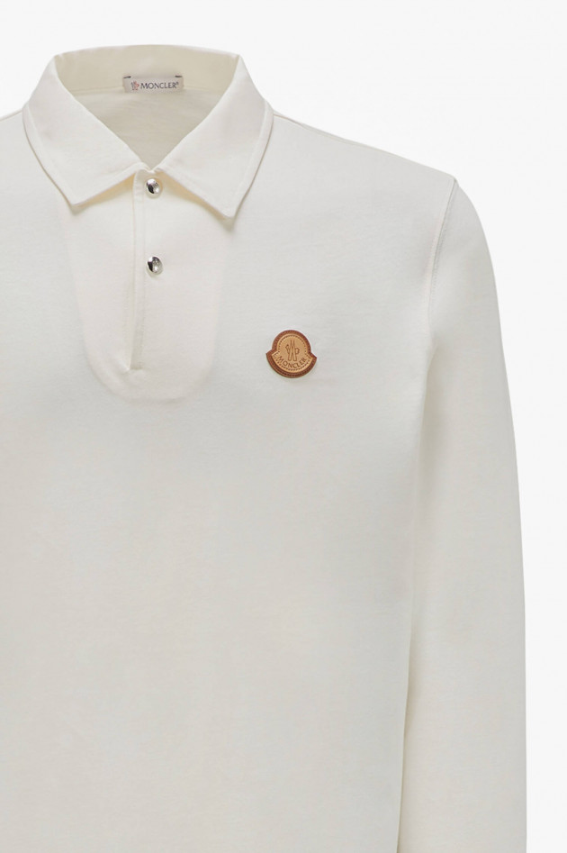 Moncler Poloshirt mit Leder-Logo in Natur