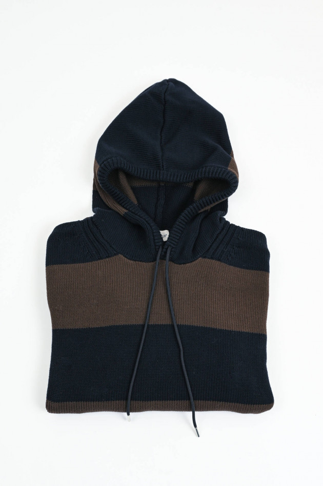 Moncler Gestreifter Hoodie in Braun/Navy
