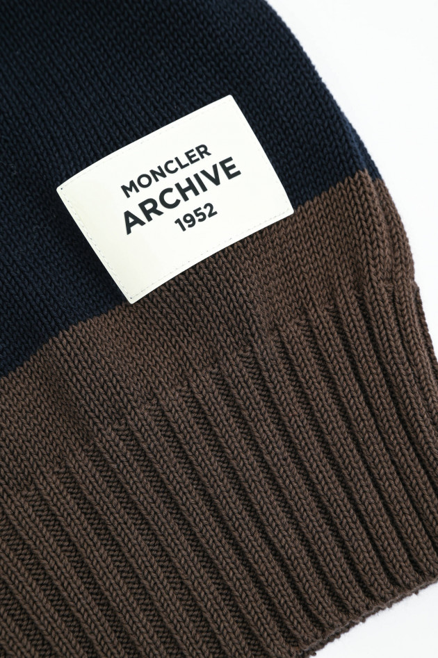 Moncler Gestreifter Hoodie in Braun/Navy