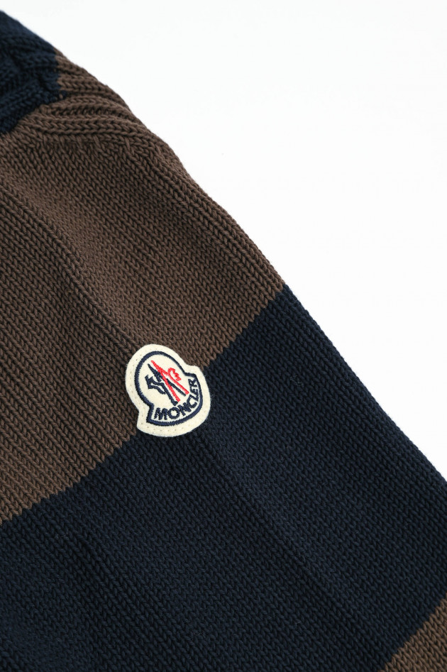 Moncler Gestreifter Hoodie in Braun/Navy