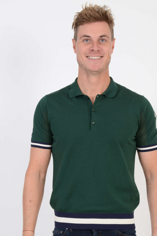 Moncler Poloshirt mit Lochstrick in Grün