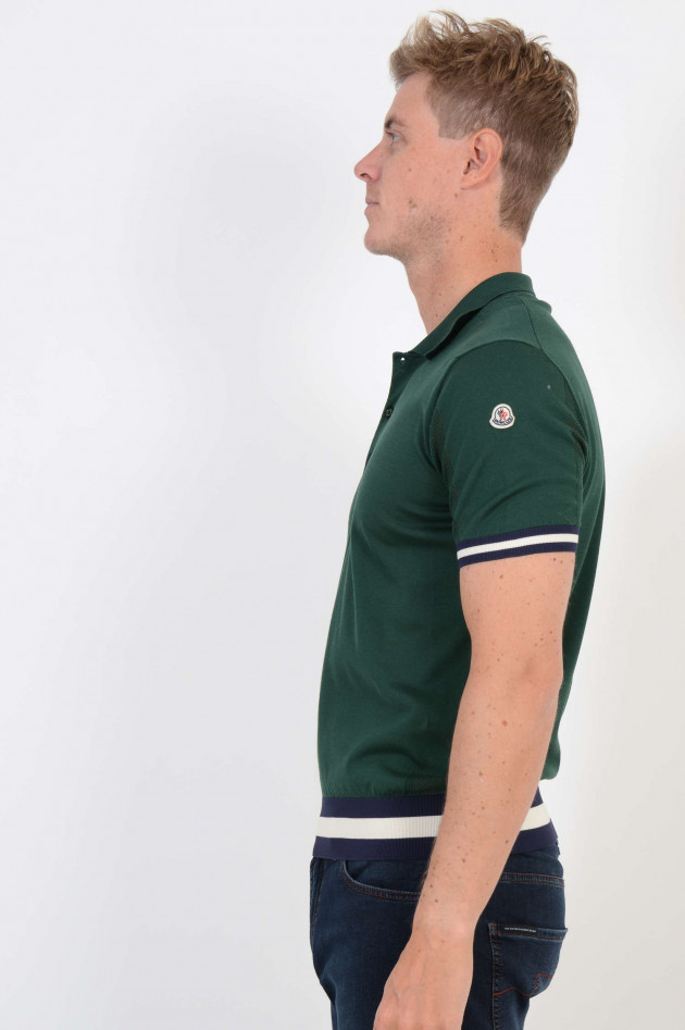 Moncler Poloshirt mit Lochstrick in Grün