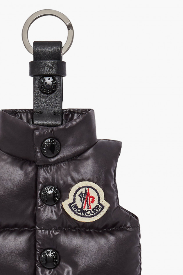 Moncler Schlüsselanhänger mit Mini-Daunenweste in Schwarz