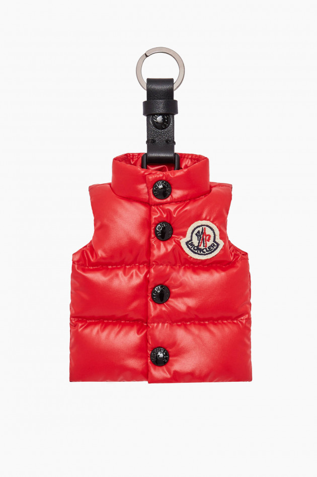 Moncler Schlüsselanhänger mit Mini-Daunenweste in Rot