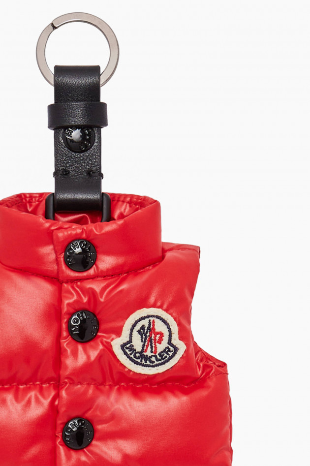Moncler Schlüsselanhänger mit Mini-Daunenweste in Rot