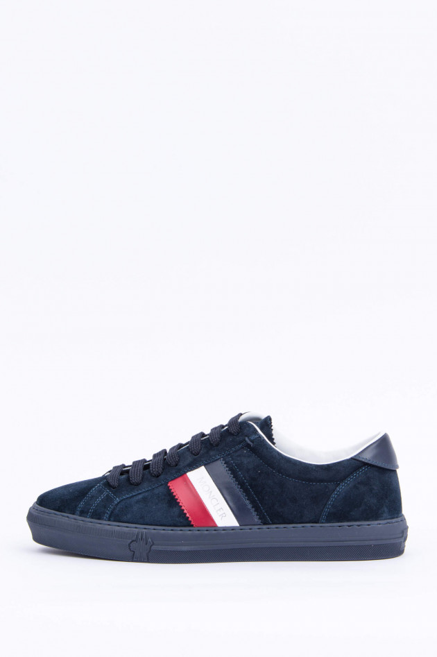 Moncler Veloursleder Sneaker mit Logo in Navy