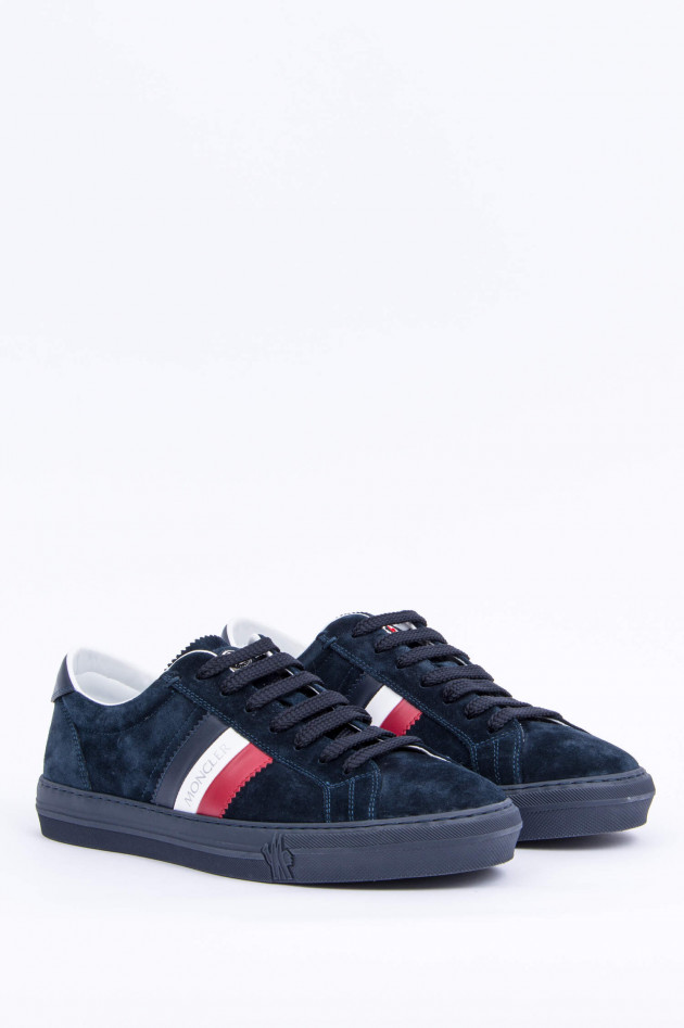 Moncler Veloursleder Sneaker mit Logo in Navy