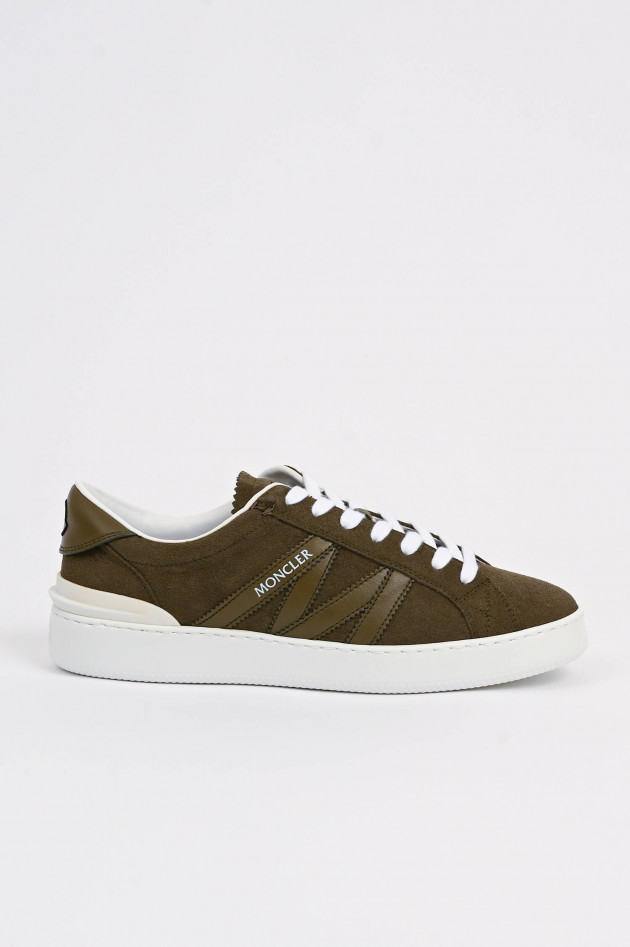 Moncler Veloursleder Sneaker MONACO in Oliv