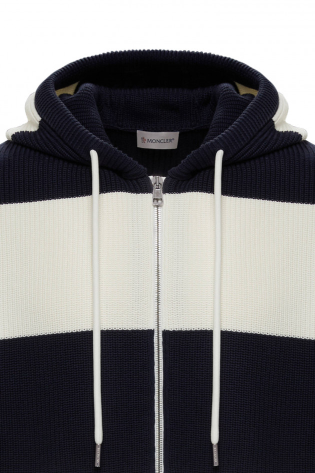 Moncler Gestreifte Strickjacke CARDIGAN in Navy/Weiß