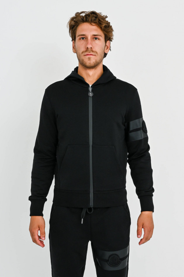 Moncler Sweat-Jacke mit Logo-Patch in Schwarz