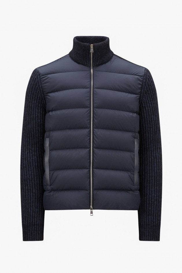 Moncler Hybrid Strickjacke aus Baumwoll Mischung in Navy