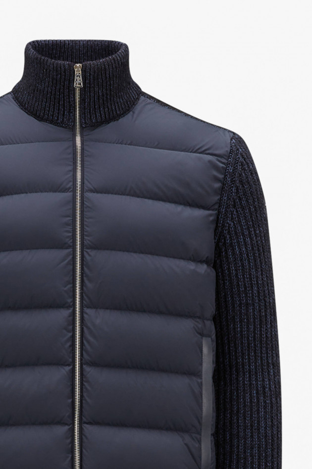 Moncler Hybrid Strickjacke aus Baumwoll Mischung in Navy