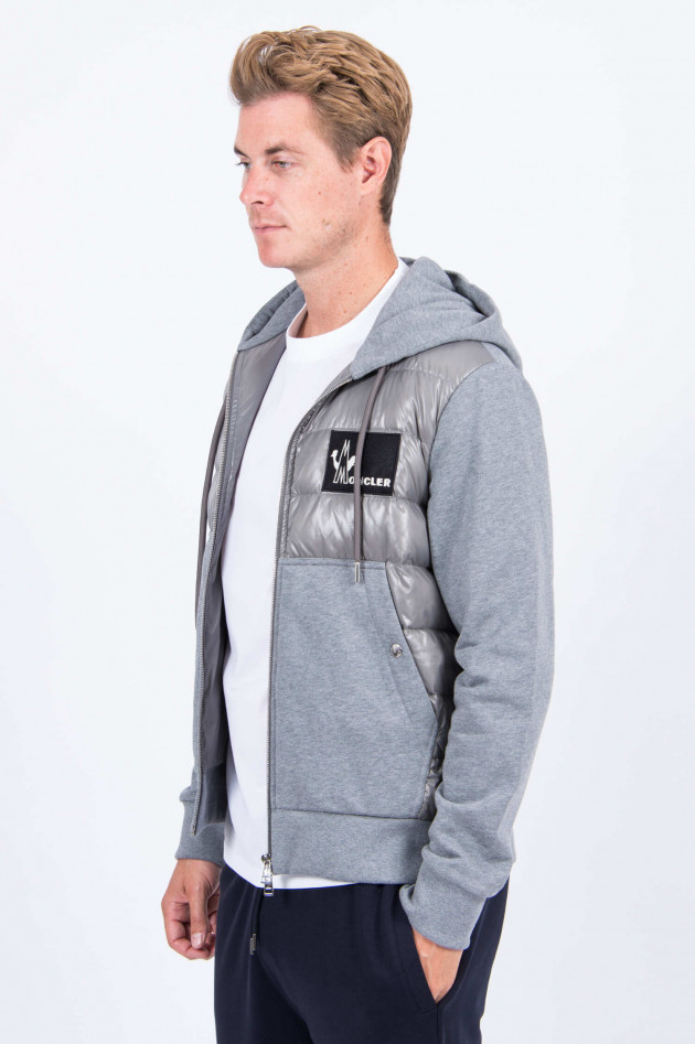 Moncler Sweatjacke mit Dauneneinsatz in Grau