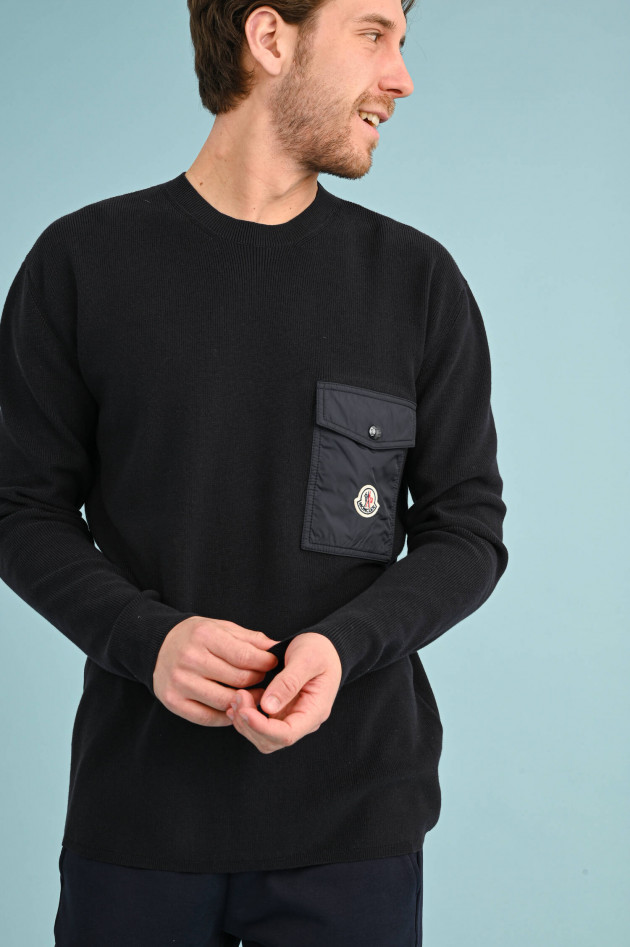 Moncler Strickpullover mit Tasche in Navy