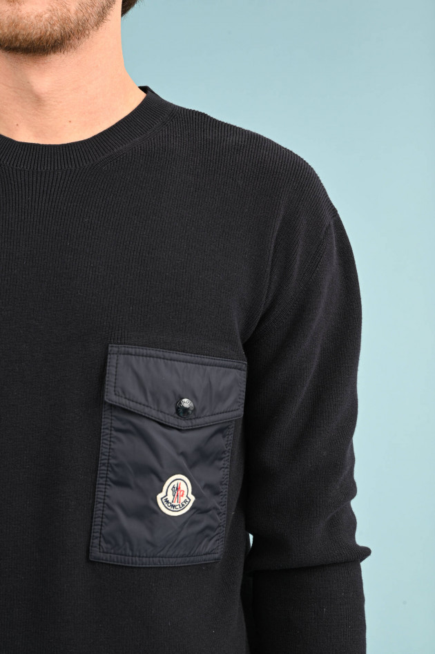 Moncler Strickpullover mit Tasche in Navy