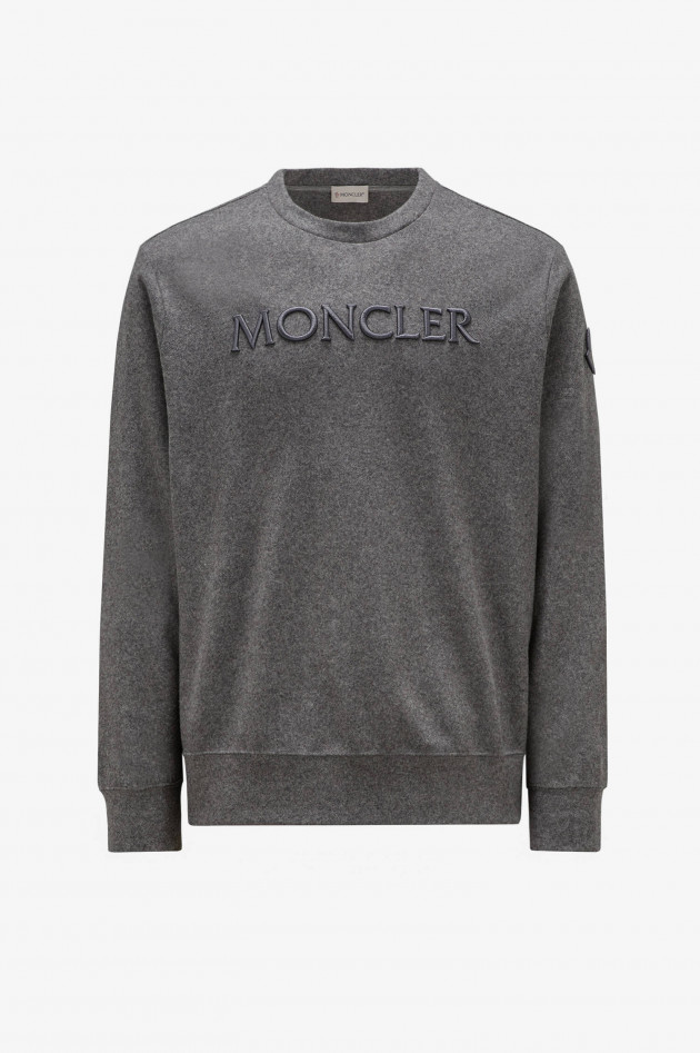 Moncler Sweater mit gesticktem Schriftzug in Grau