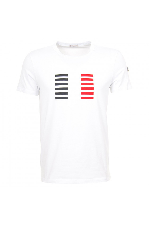 Moncler T-Shirt in Weiß/Rot/Blau