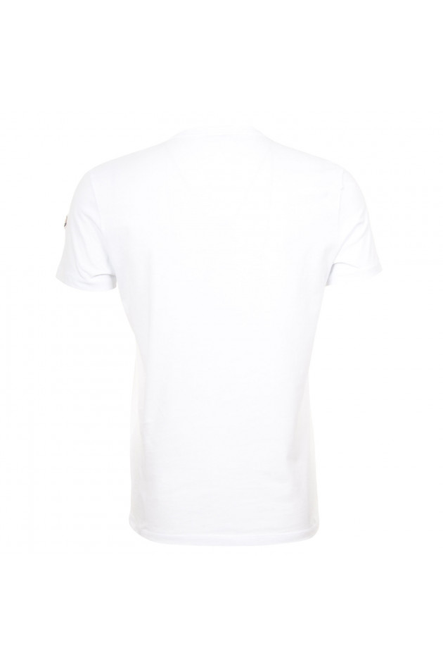 Moncler T-Shirt in Weiß/Rot/Blau