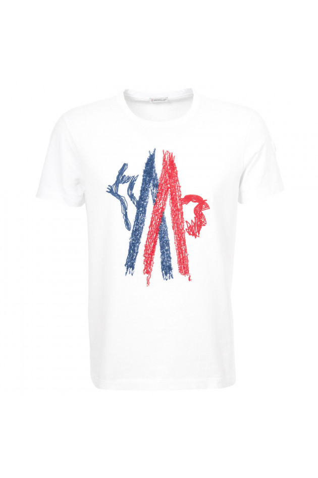 Moncler T-Shirt in Weiß/Blau/Rot