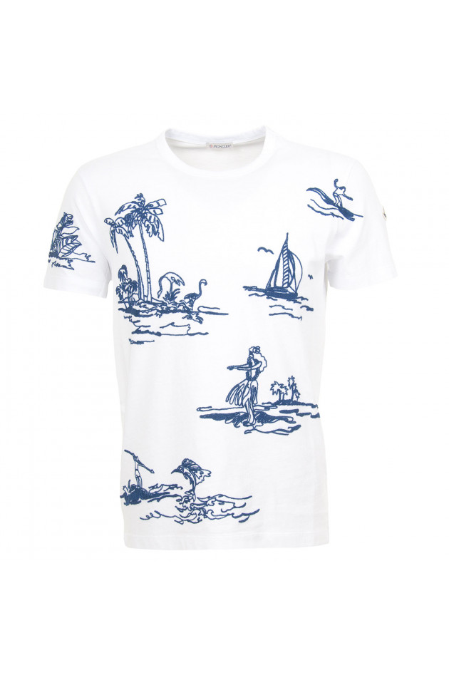 Moncler T-Shirt in Blau/Weiß