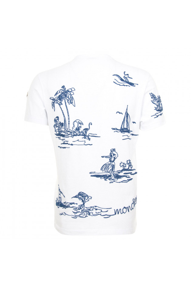 Moncler T-Shirt in Blau/Weiß