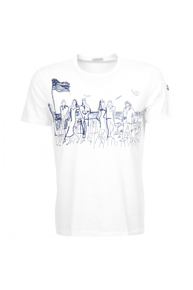 Moncler T-Shirt in Weiß/Blau