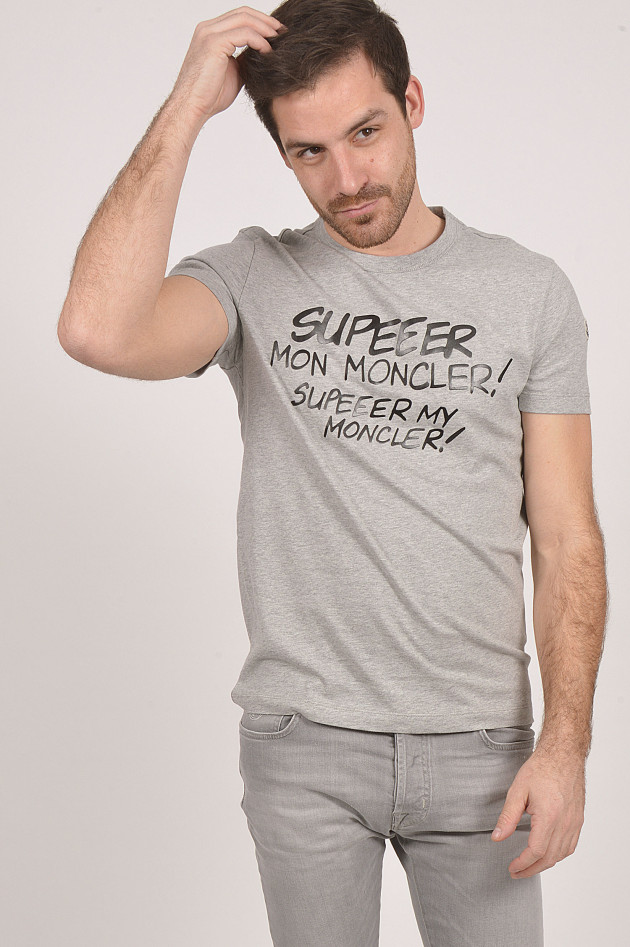 Moncler T-Shirt mit Schriftzug in Grau/Schwarz