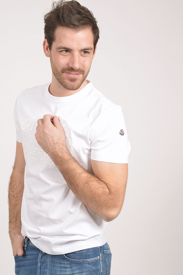 Moncler T-Shirt mit Schriftzug in Weiß