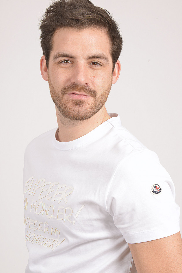 Moncler T-Shirt mit Schriftzug in Weiß