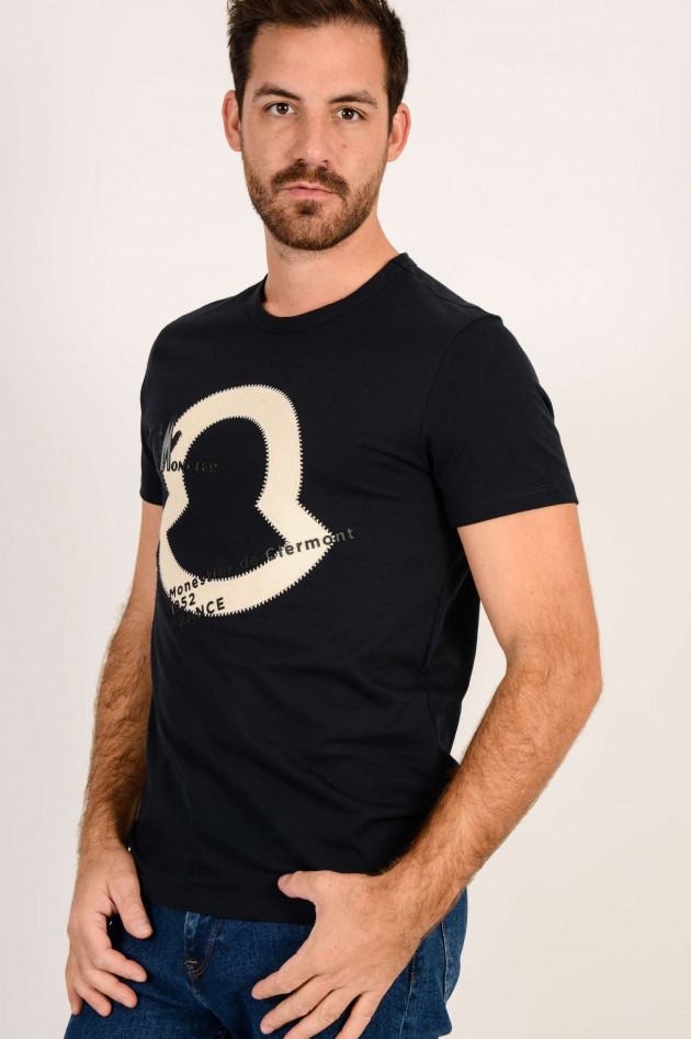 Moncler T-Shirt mit Schriftzug in Navy