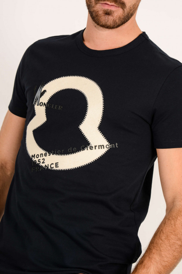 Moncler T-Shirt mit Schriftzug in Navy