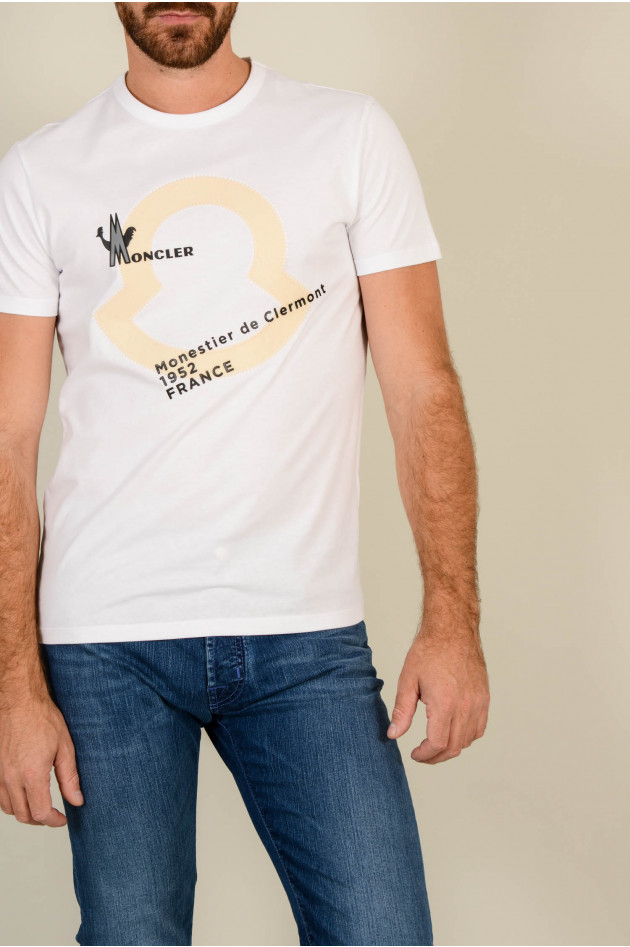 Moncler T-Shirt mit Schriftzug in Weiß