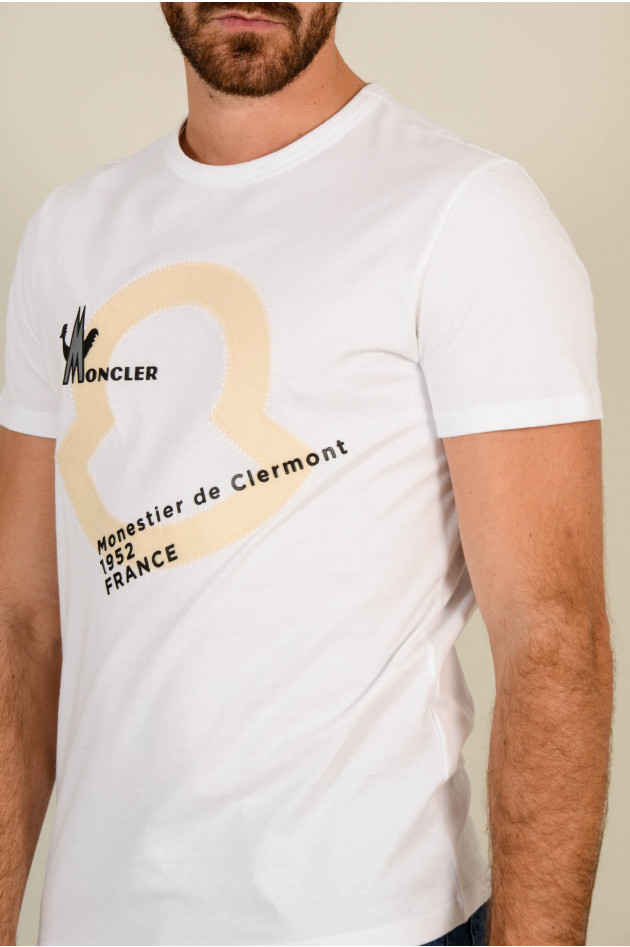 Moncler T-Shirt mit Schriftzug in Weiß