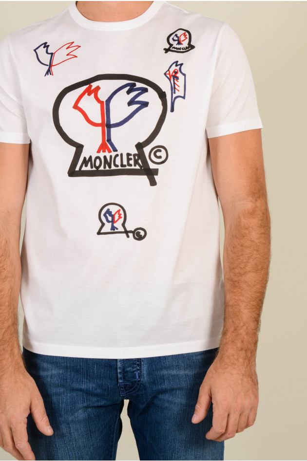 Moncler T-Shirt mit Schriftzug in Weiß