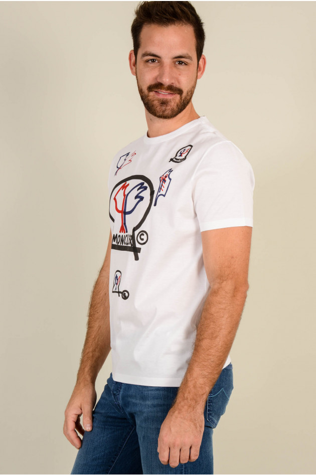 Moncler T-Shirt mit Schriftzug in Weiß
