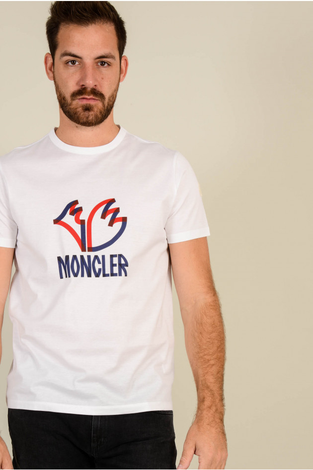 Moncler T-Shirt mit Schriftzug in Weiß