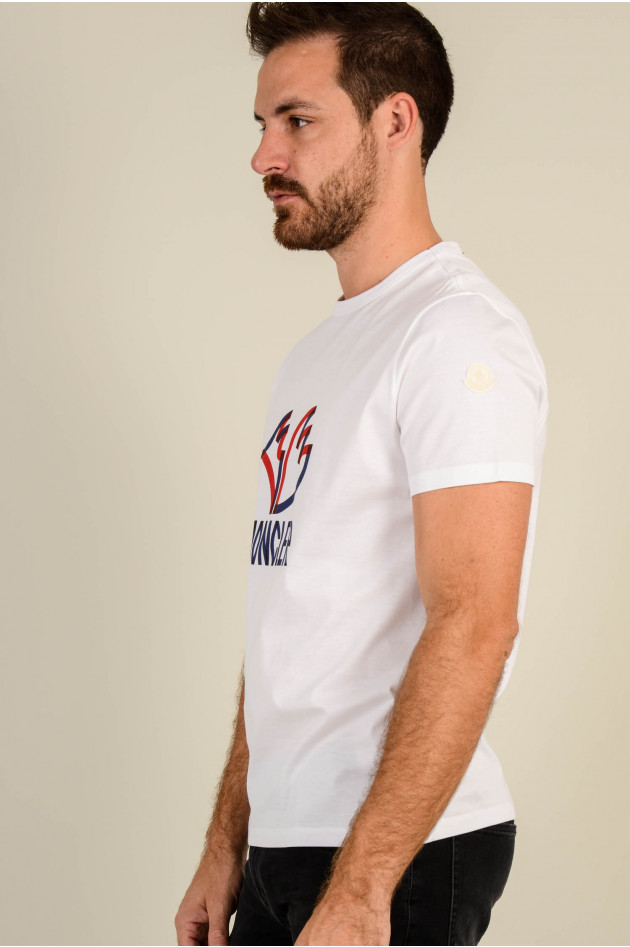 Moncler T-Shirt mit Schriftzug in Weiß