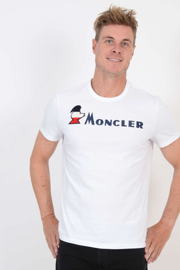 Moncler T-Shirt mit Schriftzug in Weiß