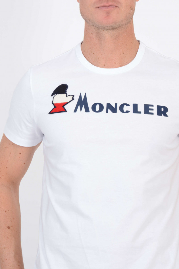 Moncler T-Shirt mit Schriftzug in Weiß