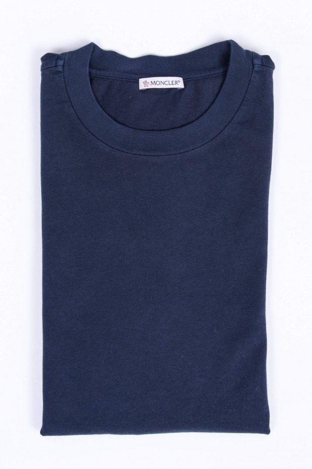 Moncler Jersey T-Shirt mit Schriftzug in Navy