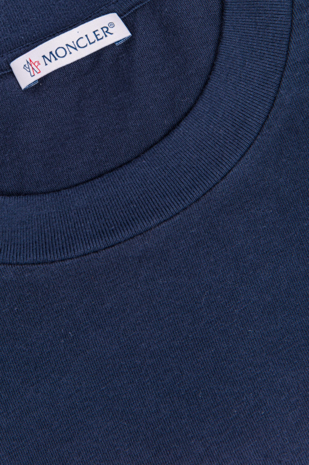 Moncler Jersey T-Shirt mit Schriftzug in Navy