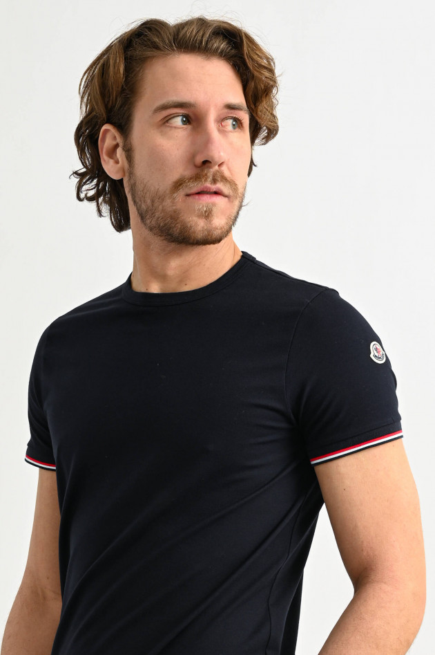 Moncler Jersey T-Shirt MAGLIA mit Kontrast-Details in Navy