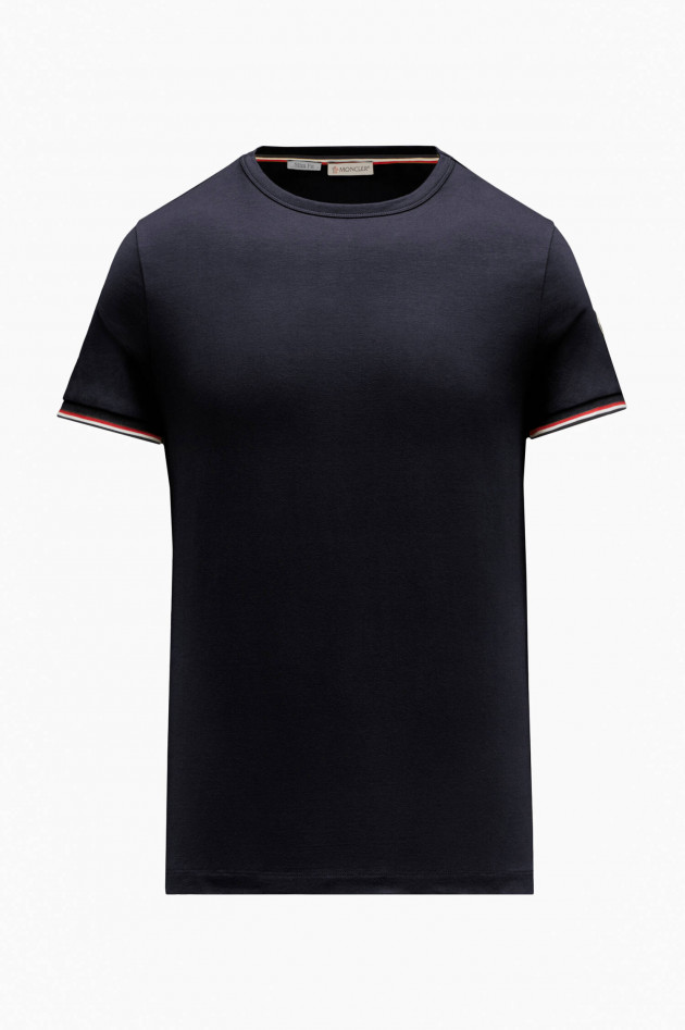 Moncler Jersey T-Shirt MAGLIA mit Kontrast-Details in Navy