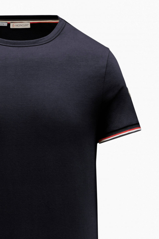 Moncler Jersey T-Shirt MAGLIA mit Kontrast-Details in Navy