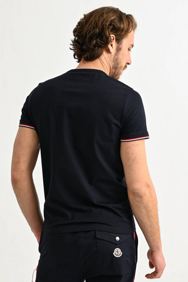 Moncler Jersey T-Shirt MAGLIA mit Kontrast-Details in Navy