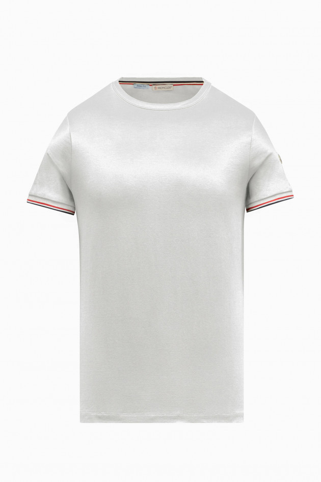 Moncler Jersey T-Shirt MAGLIA mit Kontrastbund in Weiß
