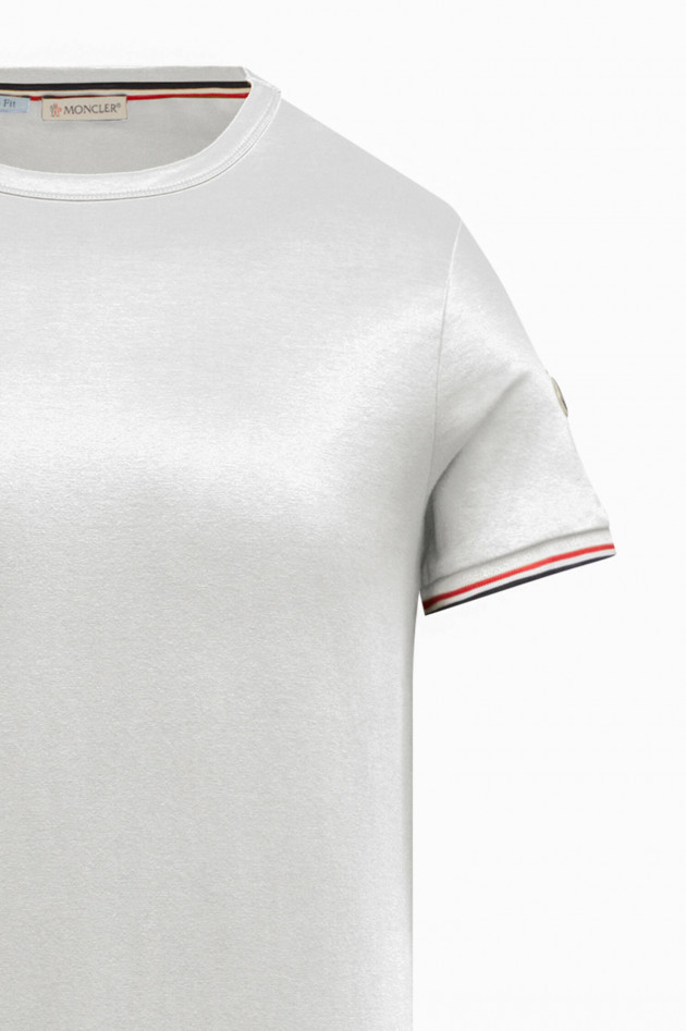 Moncler Jersey T-Shirt MAGLIA mit Kontrastbund in Weiß