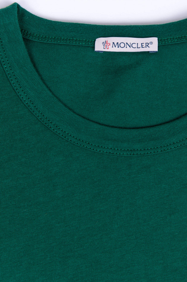 Moncler Baumwollshirt mit Schriftzug in Grün/Weiß